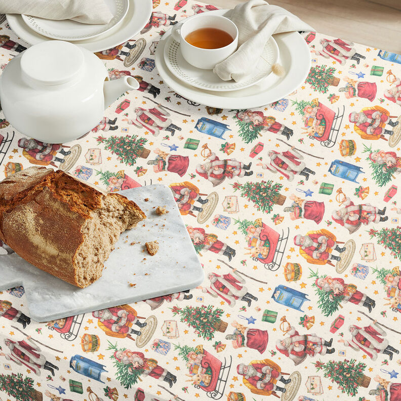 Sisustuskangas Puolipanama Nostalginen joulunaika &ndash; luonnonv&auml;rinen/punainen,  image number 8