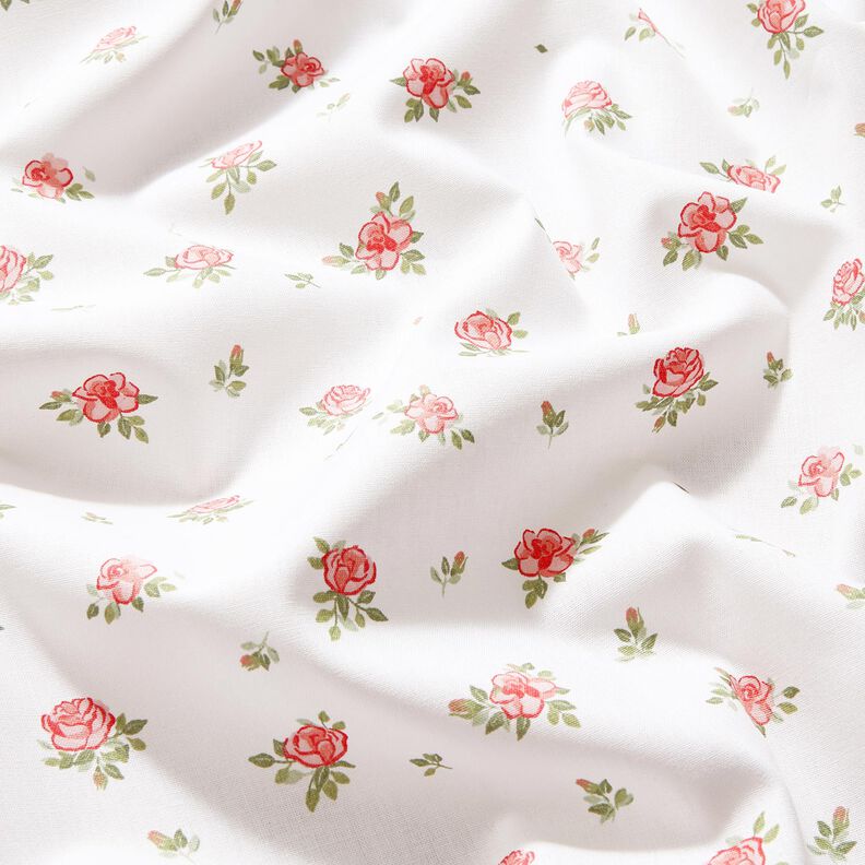 Puuvillapopliini Herkät ruusut – punainen/valkoinen,  image number 2