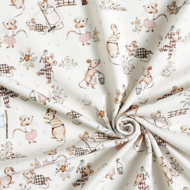 Puuvillajersey Hiiriperhe Digitaalipainatus &ndash; villanvalkoinen,  image number 3