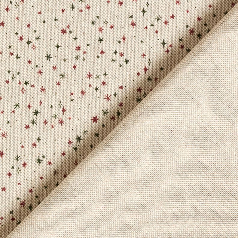 Sisustuskangas Puolipanama Juhlavat t&auml;hdet &ndash; luonnonv&auml;rinen/karmiininpunainen,  image number 4