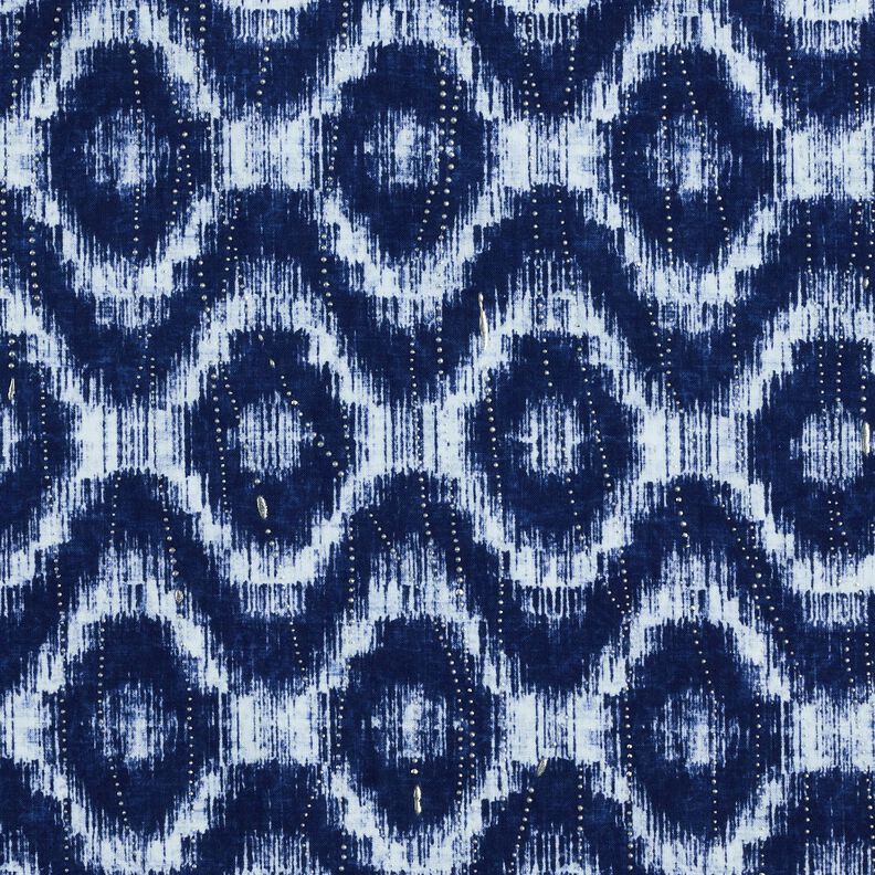 Puuvillapopliini Vinoneli&ouml;t & kimallepisarat &ndash; indigo/valkoinen,  image number 1