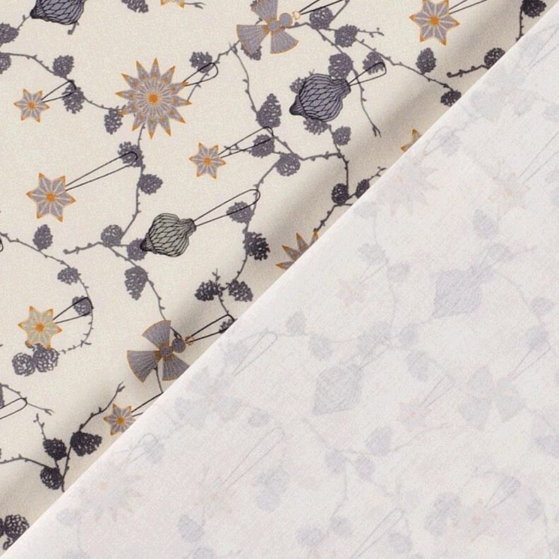 Puuvillakangas Popliini Skandinaaviset joulukuusen koristeet – vaalea beige,  image number 4