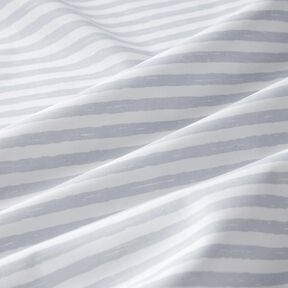 Puuvillakangas Kretonki Rennot raidat &ndash; vaaleanharmaa/valkoinen, 