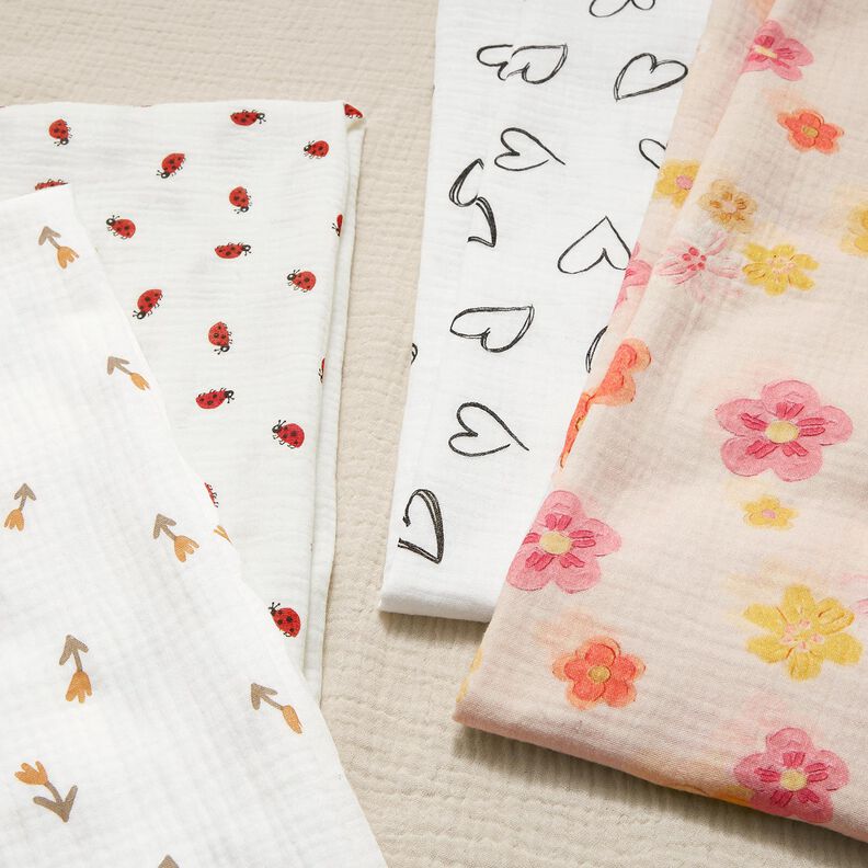 Musliini-/kaksikerroksinen kangas Pellavasekoite Uni  – luonnonvärinen,  image number 4