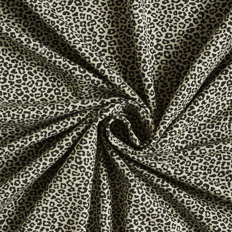 Puuvillajersey Mini Leopardipainatus – greige/musta,  image number 3