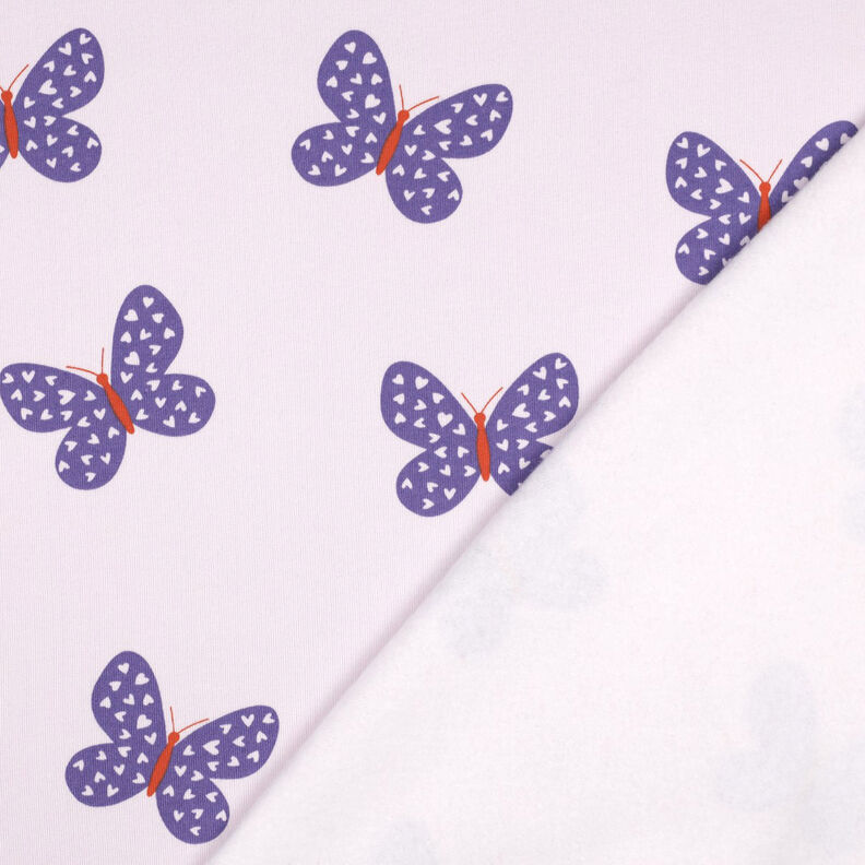 Collegekangas harjattu suuret perhoset | Poppy Fabrics &ndash; pastellisyreeni/sinilila,  image number 4