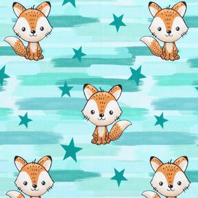 Puuvillajersey Kettu ja raidat | Glitzerpüppi – vedensininen/persikanoranssi, 