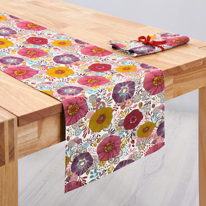 Puuvillakangas Kretonki Kukat – punainen,  image number 8