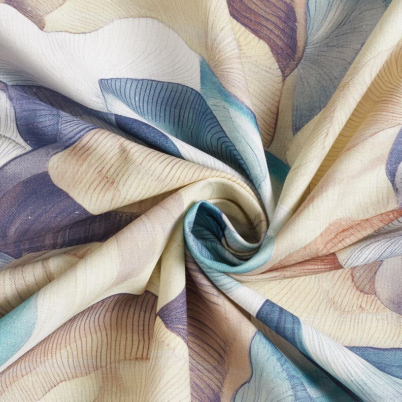 Sisustuskangas Puolipanama Abstrakti kasvi – sininen/kupari,  image number 3