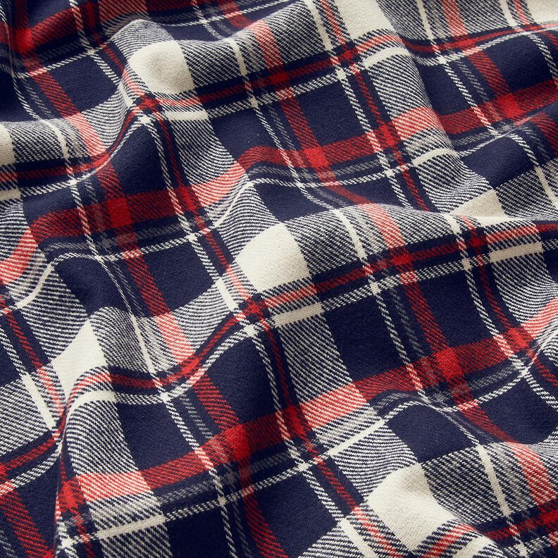 Puuvillaflanelli Ruutu &ndash; sinimusta/karmiininpunainen,  image number 2