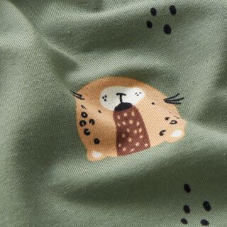 Puuvillajersey Leopardin kasvot  – pinja, 