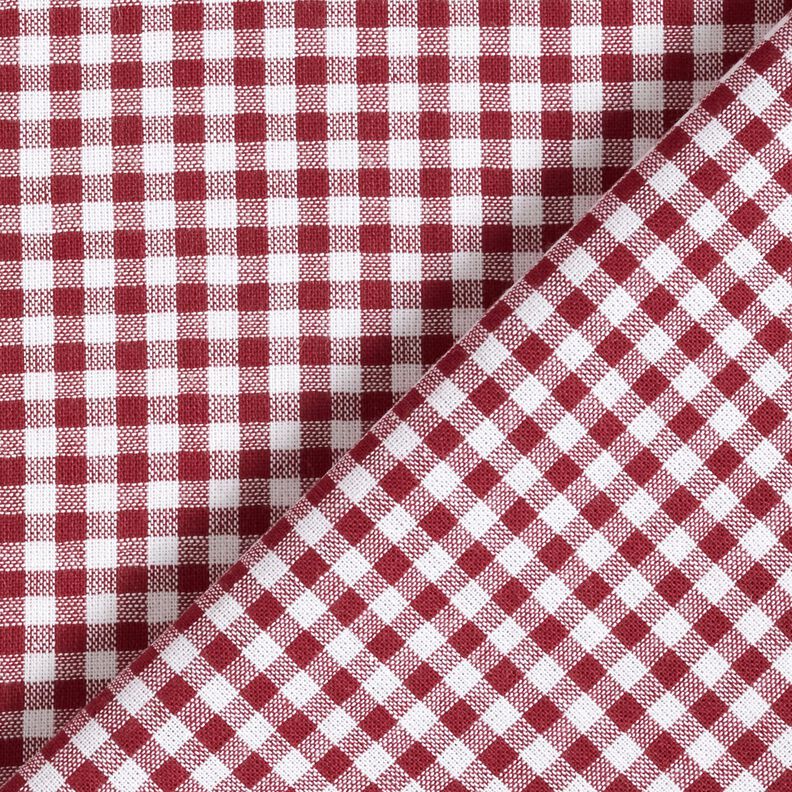Puuvillakangas Pieni vichy-ruutu – tummanpunainen/valkoinen,  image number 3