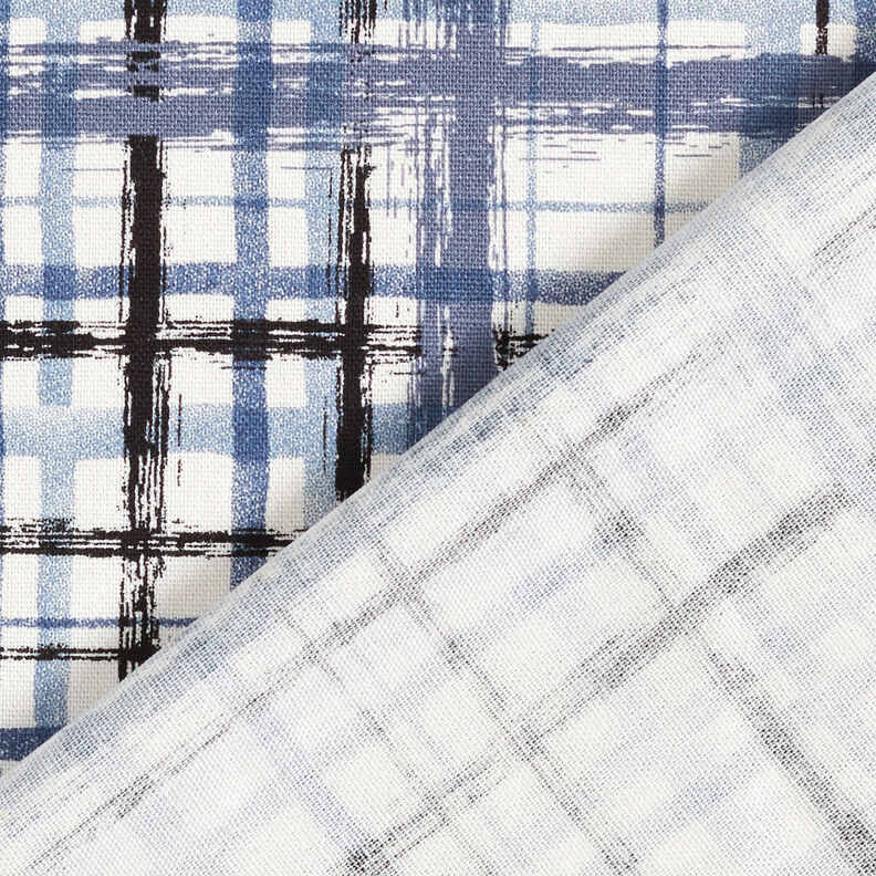 Pellava-viskoosisekoite Abstrakti ruutu – valkoinen/teräksen sininen,  image number 5
