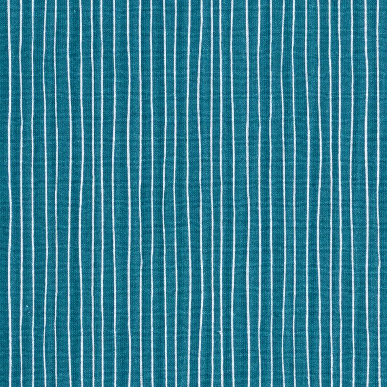 Puuvillakangas Kretonki Herkät linjat – sininen/valkoinen,  image number 1