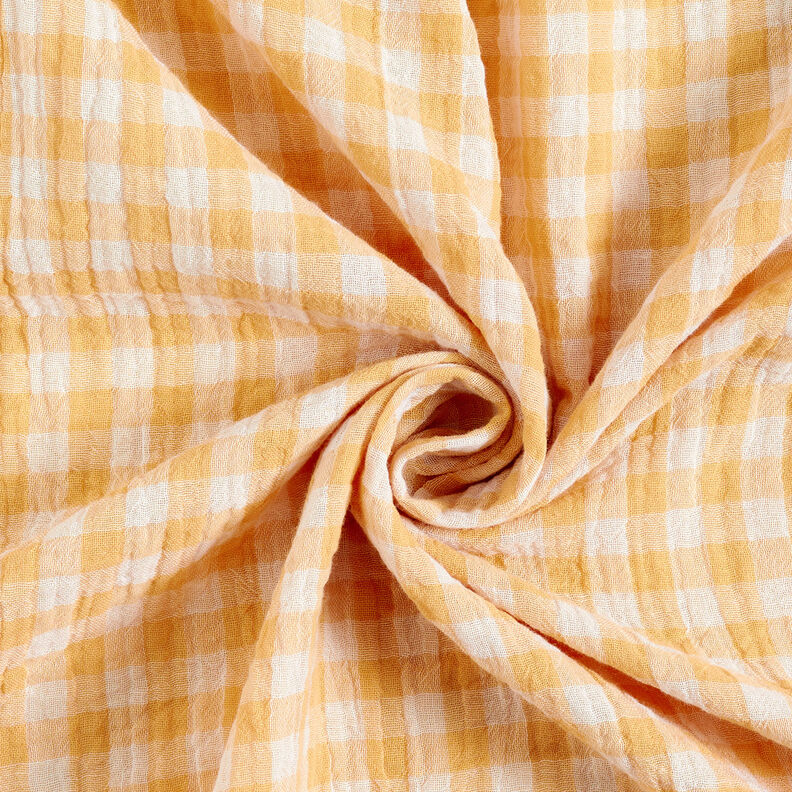 Musliini-/kaksikerroksinen kangas Vichy-ruutu Lankavärjätty – vanhakulta/valkoinen,  image number 5