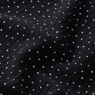 Musliini-/kaksikerroksinen kangas Pikkupilkut – musta/valkoinen, 