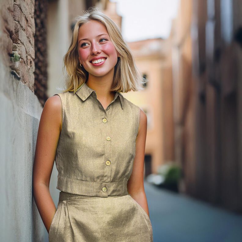 Puuvillapopliini metalliviimeistely Yksivärinen – kultainen metallic,  image number 4