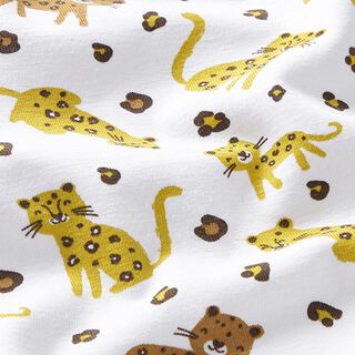 Luomupuuvillajersey Iloinen leopardi – villanvalkoinen, 