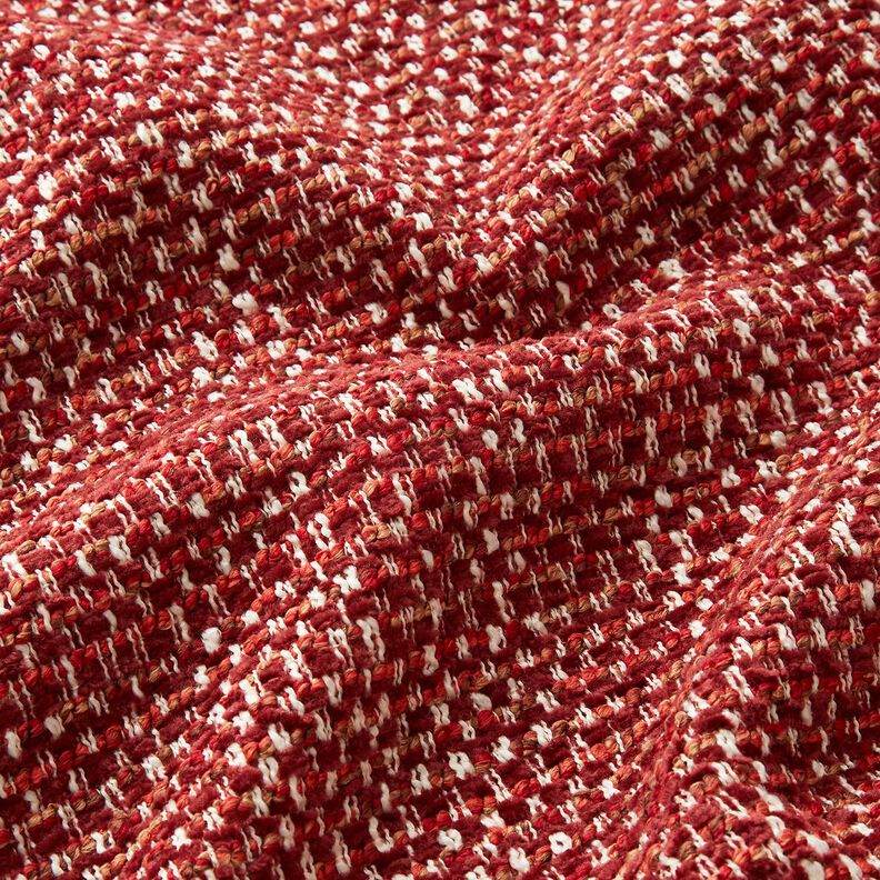 Verhoilukangas värikäs boucléjäljitelmä – bordeauxin punainen/kerma,  image number 2