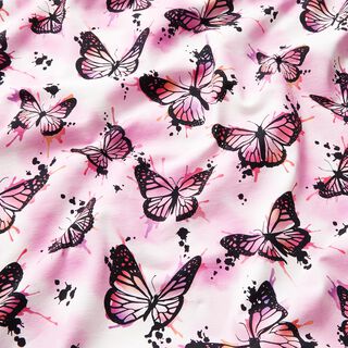 Puuvillajersey Butterfly Splashes | Glitzerpüppi – pastellivioletti, 
