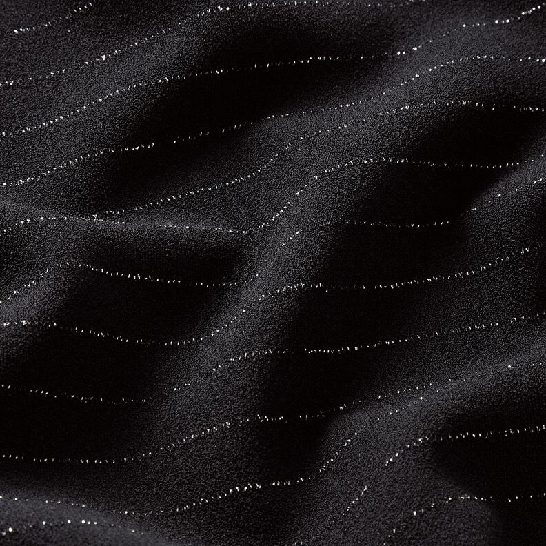 Stretch-housukangas kimaltavat liituraidat – musta/hopea metallic,  image number 2