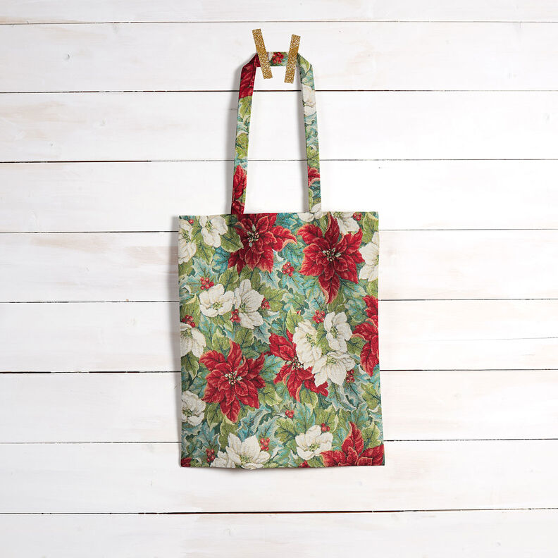 Sisustuskangas Gobeliini Joulutähdet Kaksivärinen – vaalea beige/punainen,  image number 7