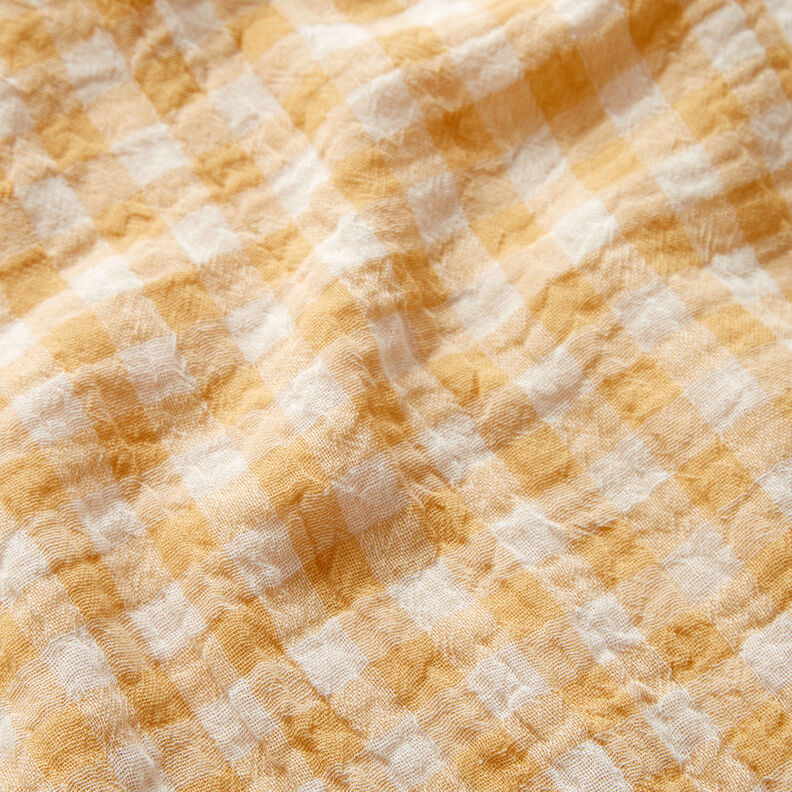 Musliini-/kaksikerroksinen kangas Vichy-ruutu Lankavärjätty – vanhakulta/valkoinen,  image number 3