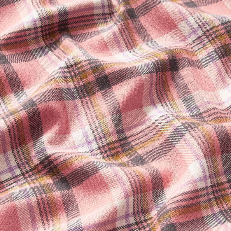 Puuvillaflanelli Ruutu – vanharoosa/vanha hopea,  image number 2