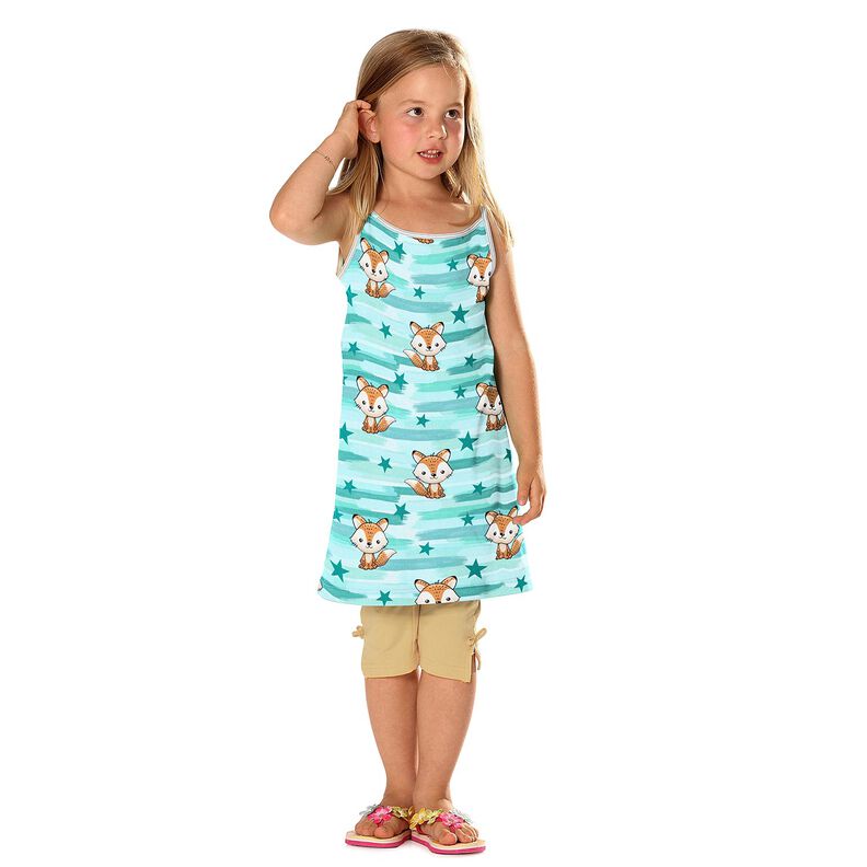 Puuvillajersey Kettu ja raidat | Glitzerpüppi – vedensininen/persikanoranssi,  image number 5