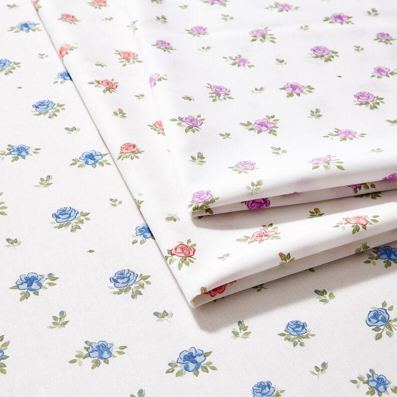 Puuvillapopliini Herkät ruusut – punainen/valkoinen,  image number 5