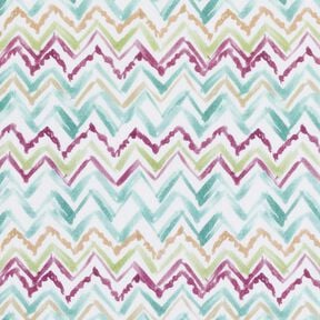 Puuvillapopliini Siveltimen veto Siksak Digitaalipainatus – valkoinen/eukalyptus, 