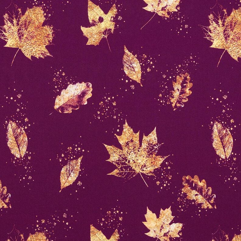 French Terry kultaiset syksyn lehdet | Glitzerpüppi – rypäle/kulta,  image number 1