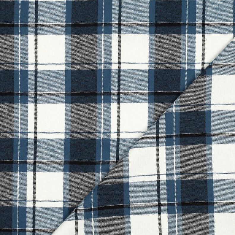 Puuvillaflanelli Iso ruutu – farkunsininen/villanvalkoinen,  image number 3