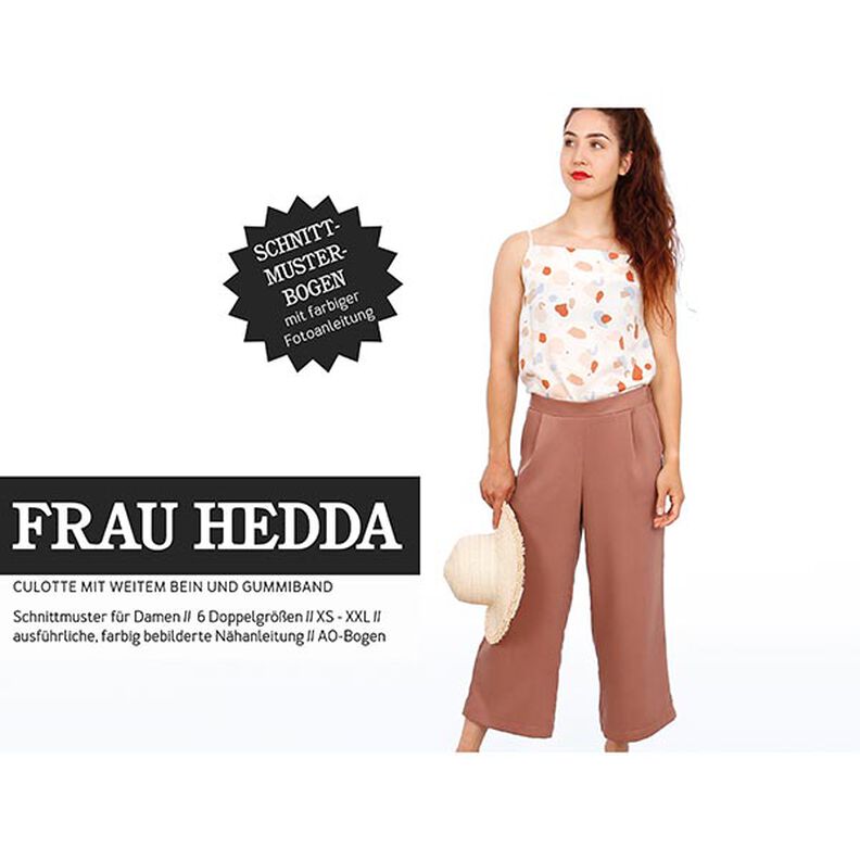 FRAU HEDDA – culotte-housut, leveä lahje ja joustava vyötärönauha, Studio Schnittreif  | XS -  XXL,  image number 1