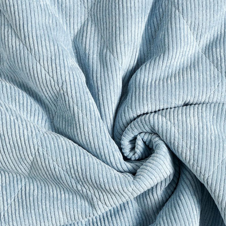 Tikkikangas Vakosamettikangas vinoneliökuviollisella kääntöpuolella – vaaleansininen,  image number 4