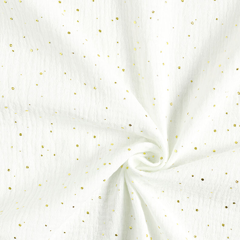 Puuvillamusliini sirotellut kultapilkut – valkoinen/kulta,  image number 3