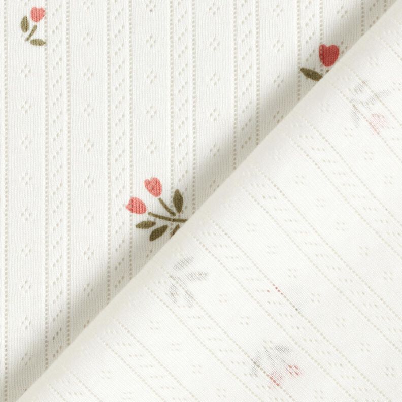 Ajour Puuvillajersey Tulppaanit – norsunluu,  image number 4