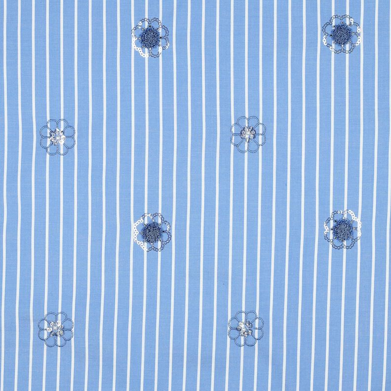 Puuvillasekoite Paljettikirjonta raidoilla | Poppy Fabrics &ndash; vaaleansininen/valkoinen,  image number 1