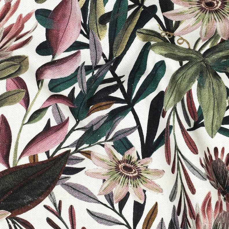 Sisustuskangas Canvas Taiteelliset kukat &ndash; norsunluu/tumma m&auml;nty,  image number 2