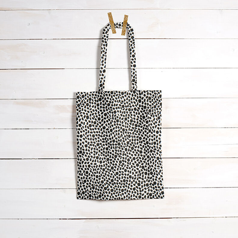 Sisustuskangas Puolipanama Leoprintti – musta/luonnonvärinen,  image number 7