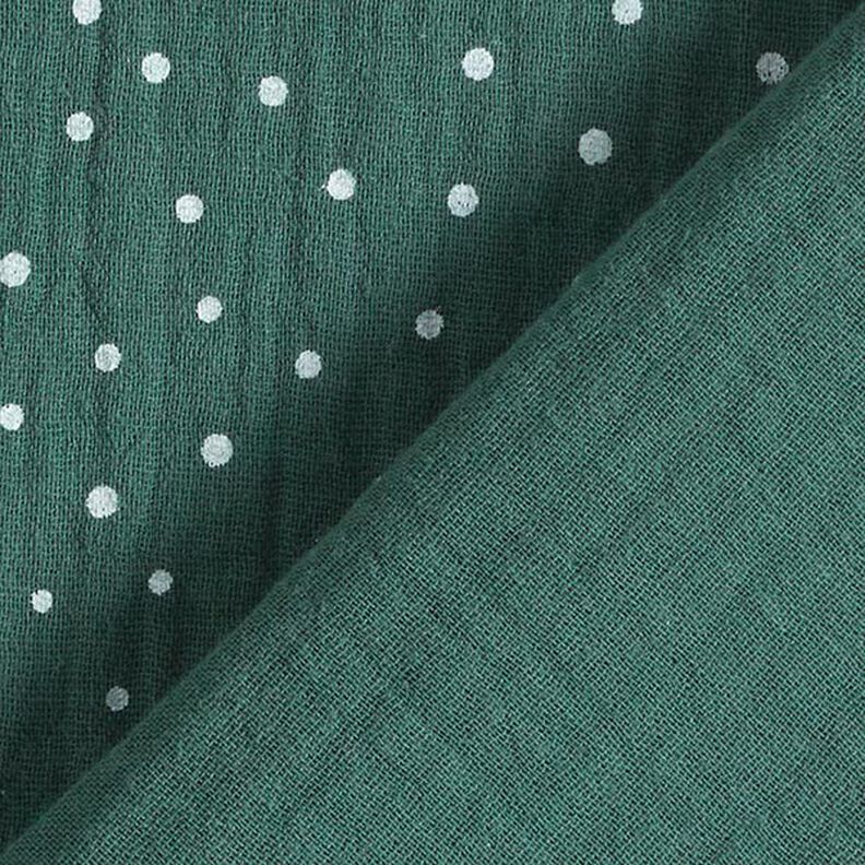 Musliini-/kaksikerroksinen kangas Pikkupilkut – tummanvihreä/valkoinen,  image number 4