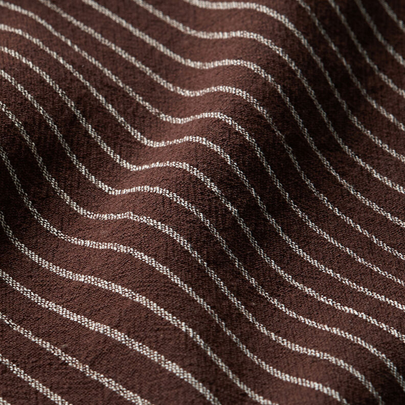 Paitapuserokangas Puuvillasekoite Leveät raidat – tummanruskea/villanvalkoinen,  image number 2