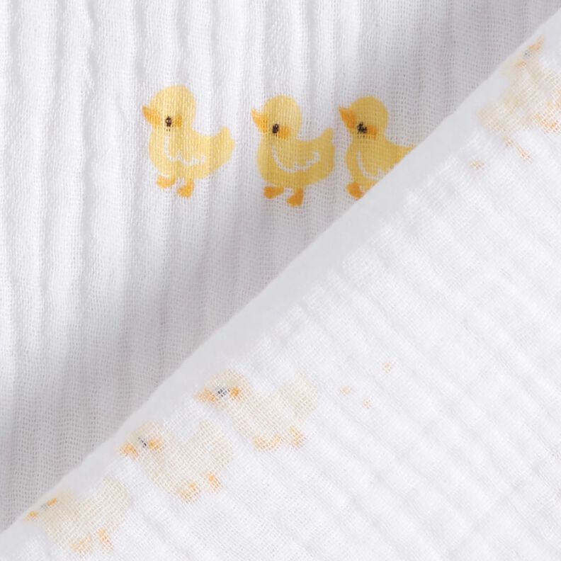 Musliini-/kaksikerroksinen kangas Sievät ankanpoikaset – valkoinen/kulta,  image number 4