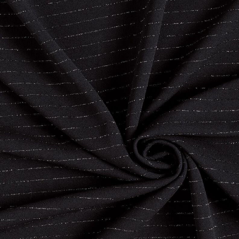 Stretch-housukangas kimaltavat liituraidat – musta/hopea metallic,  image number 3