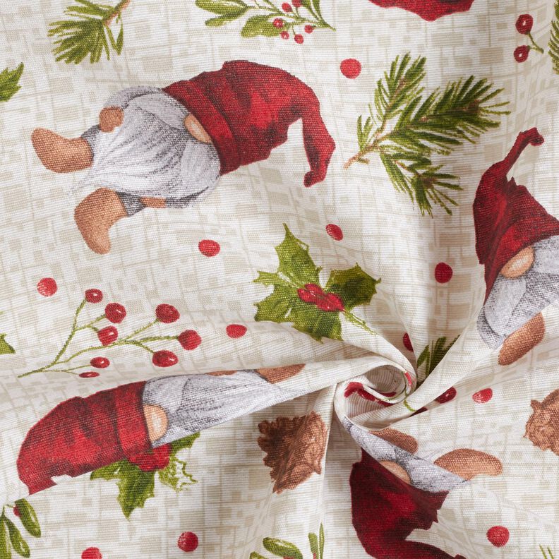 Sisustuskangas Canvas Tonttu ja myssy – vaalea beige/tummanpunainen,  image number 3