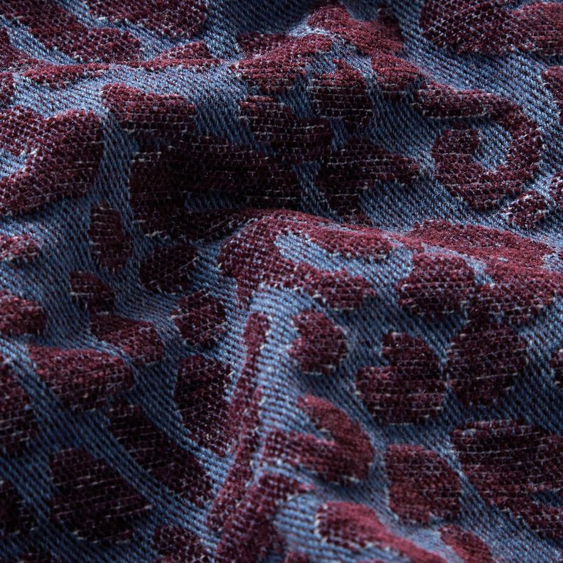 Housukangas farkkujäljitelmää leopardikuvio – munakoiso/farkunsininen,  image number 2