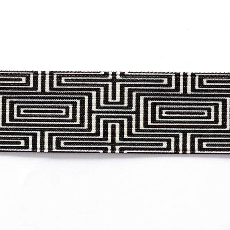 Kuminauha Labyrintti  [ 3,5 cm ] – musta/valkoinen,  image number 1
