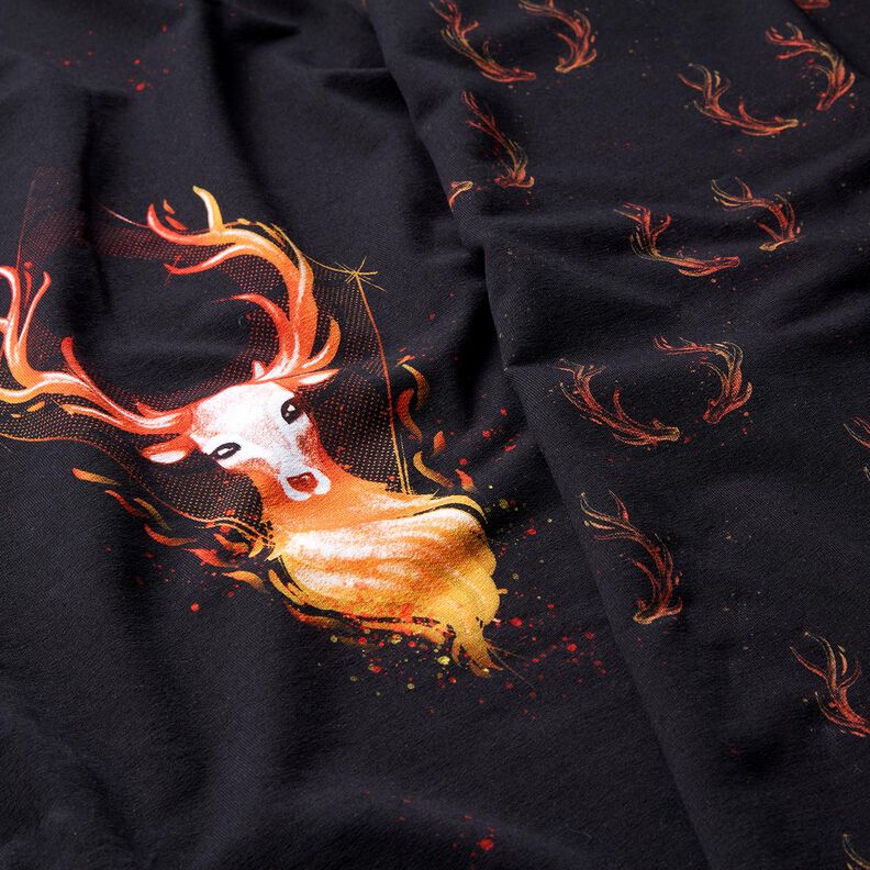 French Terry Paneeli Tulipeura | Glitzerp&uuml;ppi &ndash; musta/oranssi,  image number 2