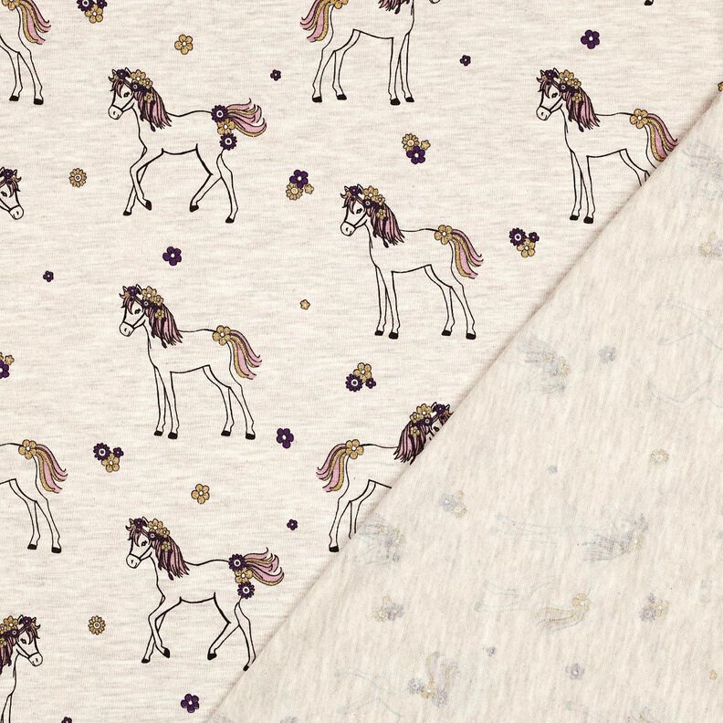Puuvillajersey Kimaltava kukkahevonen | Poppy Fabrics – luonnonvärinen/kulta,  image number 4