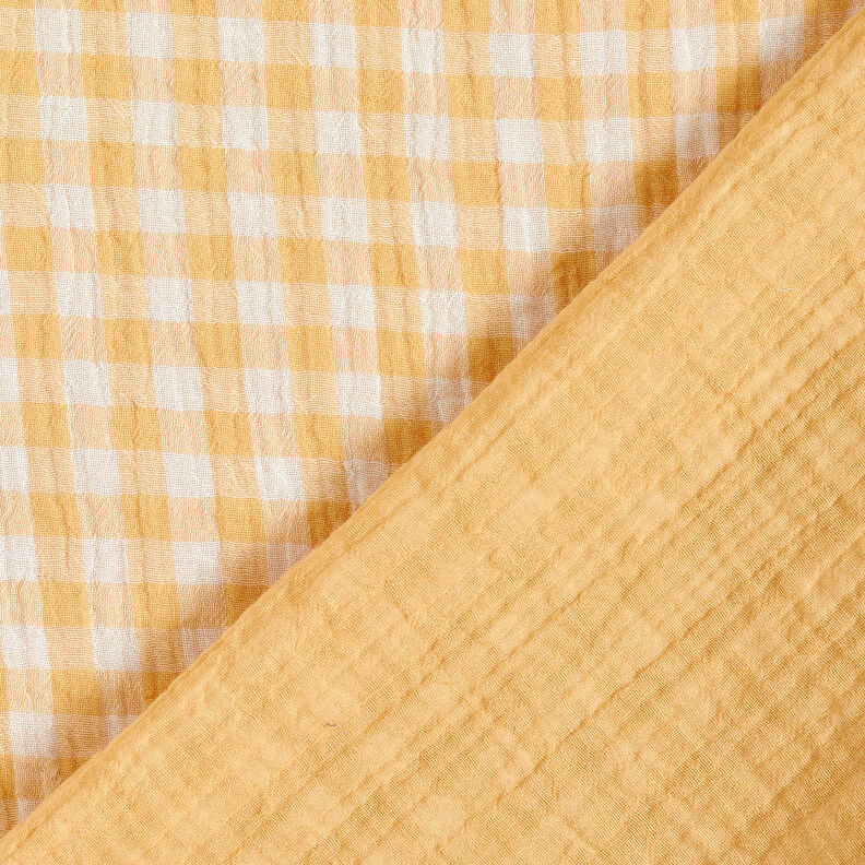Musliini-/kaksikerroksinen kangas Vichy-ruutu Lankavärjätty – vanhakulta/valkoinen,  image number 1